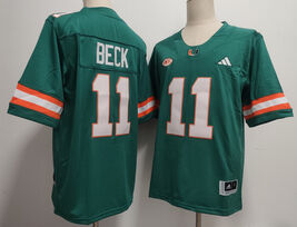 Men's Miami Hurricanes #11 Carson Beck Stitched Jersey Green White Orange - $39.00