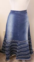 VEZUCCI Denim A-Line Ruffle Skirt  Size-14 Blue Cotton - $39.58