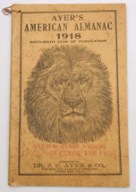 Antique 1918 Ayer&#39;s American Almanac Lion&#39;s Mane on Cover 7.75&quot; x 5&quot; Dr. JC Ayer - £11.03 GBP