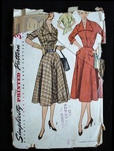 Vintage Sewing Pattern Simplicity 3691 Dress Big Collar Full SKirt  1940S - $23.76