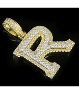 2.00 CT Real Moissanite &quot;R&quot; Initial Letter Charm Pendant 14K Yellow Gold... - $2,369.47 MXN
