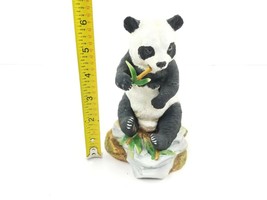 Porcelain PANDA Figurine Andrea by Sadek Bear on Rock Eating 6.25in #5621 - $10.99