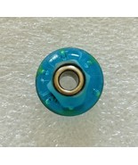 Trollbeads vintage aqua/teal w/ lime green bubbles sterling 925 glass bead - $27.72
