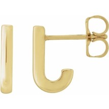 J-Hoop Earrings in 14k Yellow, Rose, or White Gold - £267.86 GBP