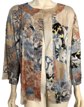 NWT Chico&#39;s Travel Collection Patchwork Print Short Sleeve Jacket Size XL - £49.12 GBP