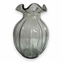 Fenton Vase Art Glass Gray Princess Rose Design Collectible USA Decor - $40.10