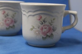 Pfaltzgraff Tea Rose Coffee Mug Cup Set of Four Stoneware Made in USA 3&quot; Tall - £10.03 GBP