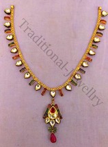 Stunning Bright Unique Design 22K Yellow Gold Handmade Jadau Necklace Pendant - £3,622.85 GBP