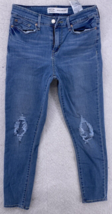 Signature Levis Women&#39;s 6  w28 Mid Rise Skinny Cropped Jeans Rip Torn Th... - $13.85