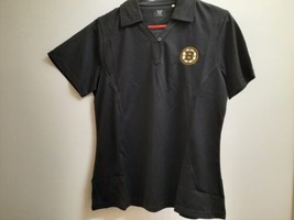 NHL Boston Bruins Women&#39;s Polo Golf Breathable Short Sleeve Shirt Lg Black  - £21.61 GBP