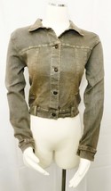 Damada Jacket Cropped Western Stretch Denim Gray Dirty Wash Button Front... - £13.91 GBP