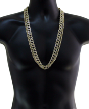 Mens 2pc Chain Set 14k Gold Plated 1 Row Cuban Link HipHop 30 inch CZ Necklaces - £24.05 GBP