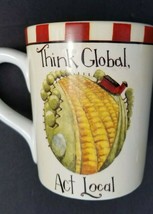 Cypress Home &quot; Think Global Act Local &quot; Decorative Coffee/Tea Mug  Farm Farming - £21.53 GBP