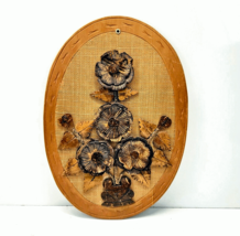 Vintage Carved Coconut Shell Art 3D Veneer Floral Wall Hanging Philippines 13&quot; - £7.17 GBP