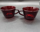 Arcoroc Of France Ruby Red Coffee Cups Pair Of 2 - Vintage 1970s Good Qu... - $16.59