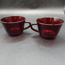 Arcoroc Of France Ruby Red Coffee Cups Pair Of 2 - Vintage 1970s Good Qu... - £13.10 GBP