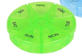 Premier Plus Round 7 Day Pill Organizer Box For Medicine Green Case Comp... - £6.68 GBP