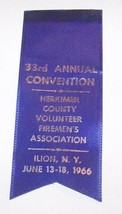 1966 HERKIMER COUNTY NY FIREMAN CONVENTION RIBBON ILION - £7.81 GBP