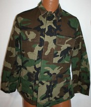 US Military Woodland Camouflage Hot Weather Combat Coat Jacket S Ripstop... - $34.63