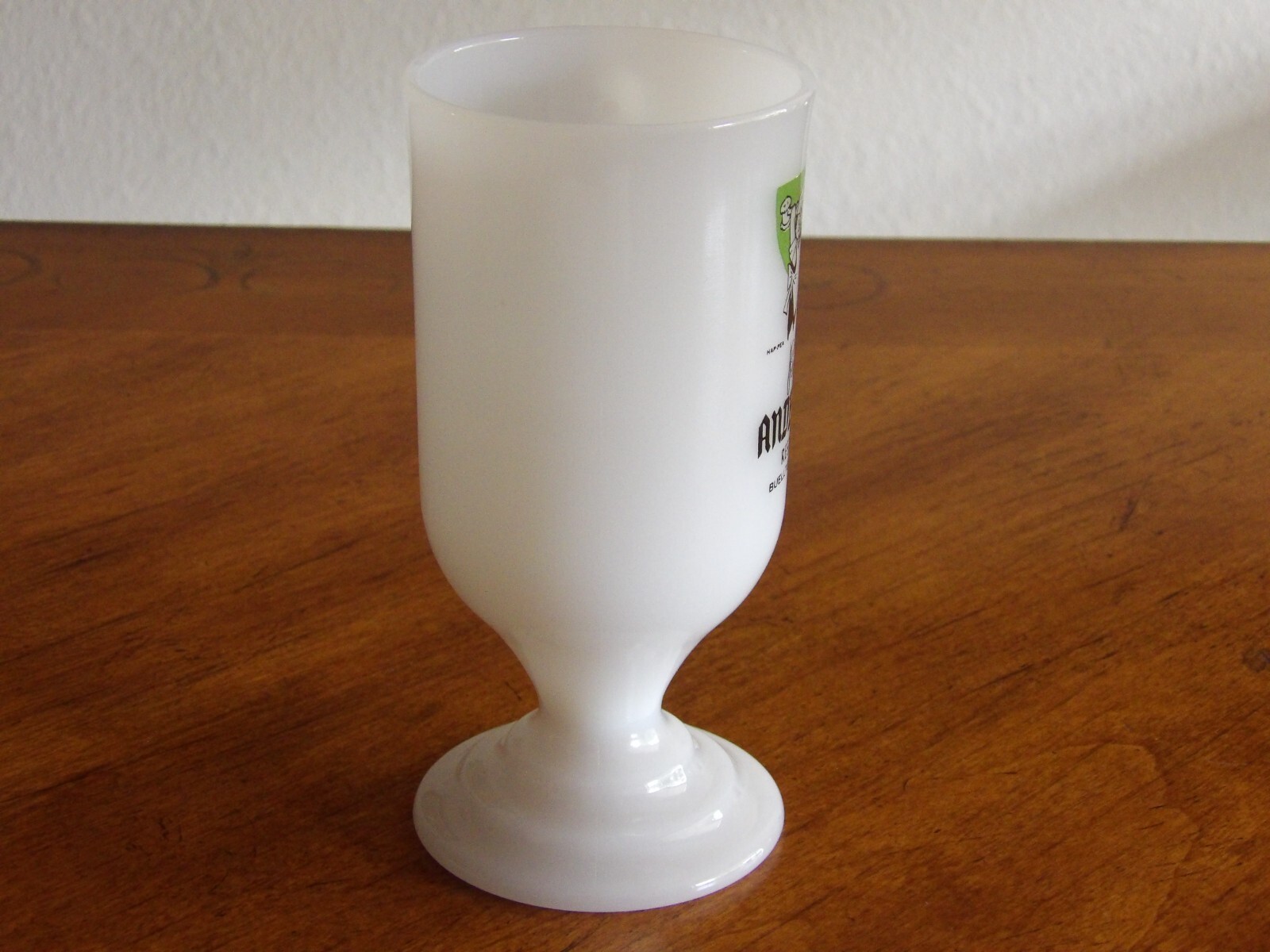 Vtg Milk Glass Pedestal Mug Andersen's Restaurant Pea Soup Advertising CA 5.5" Item image 4