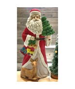 Santa Claus Christmas Figurine Toys Tree Reindeer Vintage Flat Hand Painted - £13.33 GBP