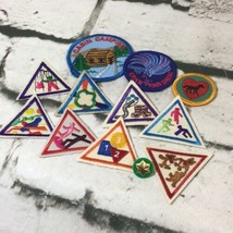 Vintage Retired Girl Scouts Brownie Merit Badges Woven Patches Pin Lot O... - £23.36 GBP