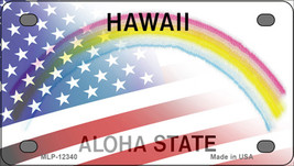 Hawaii with American Flag Novelty Mini Metal License Plate Tag - £11.74 GBP