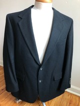 Vtg Bill Blass 49&quot; Chest 100% Camel Hair Black 2-Button Blazer Suit Jack... - £31.30 GBP