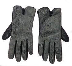 Grando Women Leather Winter Gloves Size L Black Snakeskin Combination In... - £38.10 GBP