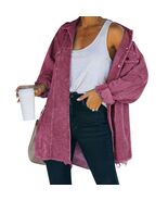 Hixiaohe Women's Corduroy Oversized Shirt Jacket Coat Light Wine Size S - $233.12 MXN Hixiaohe Women's Corduroy Oversized Shirt Jacket Coat Light Wine Size S - $233.12 MXN