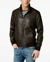 Tommy Hilfiger Mens Smooth Lamb Faux Leather Unfilled Bomber Jacket, Bro... - £109.07 GBP