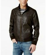 Tommy Hilfiger Mens Smooth Lamb Faux Leather Unfilled Bomber Jacket, Bro... - £109.34 GBP