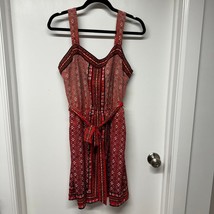 White House Black Market Red Scarf Print Tank Dress Tie Belt Medium Pockets - $33.66