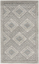 3&#39; X 5&#39; Grey Ivory And Blue Southwestern Power Loom Non Skid Area Rug - $72.22