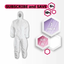 Anti-Static Fabric Coveralls 5ct White Polypropylene X-Large Attached Ho... - $27.93