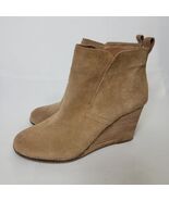Lucky Brand Yoniana Booties Womens 8.M Tan Leather Suede Wedge Heel Boot... - $427.17 MXN
