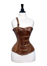 High Quality real Leather Brown SteamPunk Overbust-Corset - £86.29 GBP