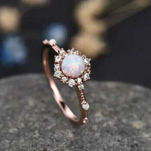 2Ct Round Cut CZ Fire Opal Women&#39;s Engagement Band Ring 14K Rose Gold Plated - £89.91 GBP