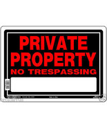 PRIVATE PROPERTY NO TRESPASSING Metal SIGN Fluorescent RED posted HILLMA... - $26.75 CAD