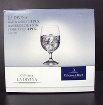 Villeroy &amp; Boch La Divina Clear Water Glasses 10 Ounce 4 Piece Set (330 ... - £35.97 GBP
