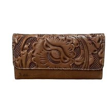 b.o.c. Brown Faux Leather Tooled Mini Clutch Removable Crossbody Strap - £11.21 GBP