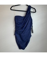 La Blanca One-Piece Swimsuit Sz 14 One-Shoulder Tummy Control Ruched Indigo - $951.78 MXN