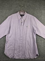 Polo Ralph Lauren Dress Shirt Mens 17 1/2 32/33 Purple Gingham Check Button Down - $24.99