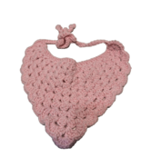 Vintage Handmade Crocheted Pink Baby Bib Tie Back 11 x 11&quot; - $11.66