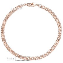 5mm Bracelets for Women Girls 585 Rose Gold Color Venitian Curb Link Bracelets W - £12.35 GBP