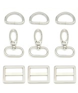 15Pcs Metal Swivel Snaps Hooks With D Rings And Tri-Glides Slide Buckles... - £18.95 GBP