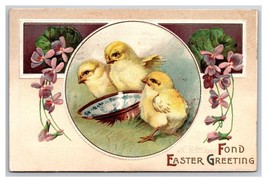 Fantasy Fond Easter Greetings Baby Chicks Embossed DB Postcard H29 - £3.12 GBP