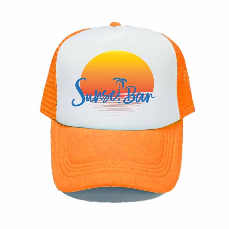 Fashion Dusk Sunrise Sunset Baseball cap Women Men Beach Palm Tree Mesh Snapback - £9.37 GBP