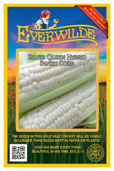 50 Silver Queen Hybrid White Sweet Corn Seeds - Everwilde Farms Mylar Packet - £8.72 GBP