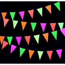 78Ft Neon Paper Pennant Banner Hanging Decorations For Birthday Party Wedding De - £25.57 GBP